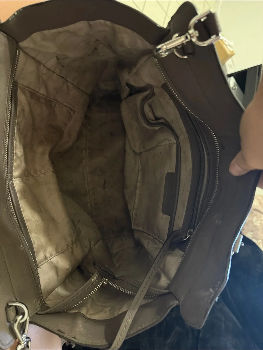 Michael Kors Gray Saffiano Tote with Detachable Strap